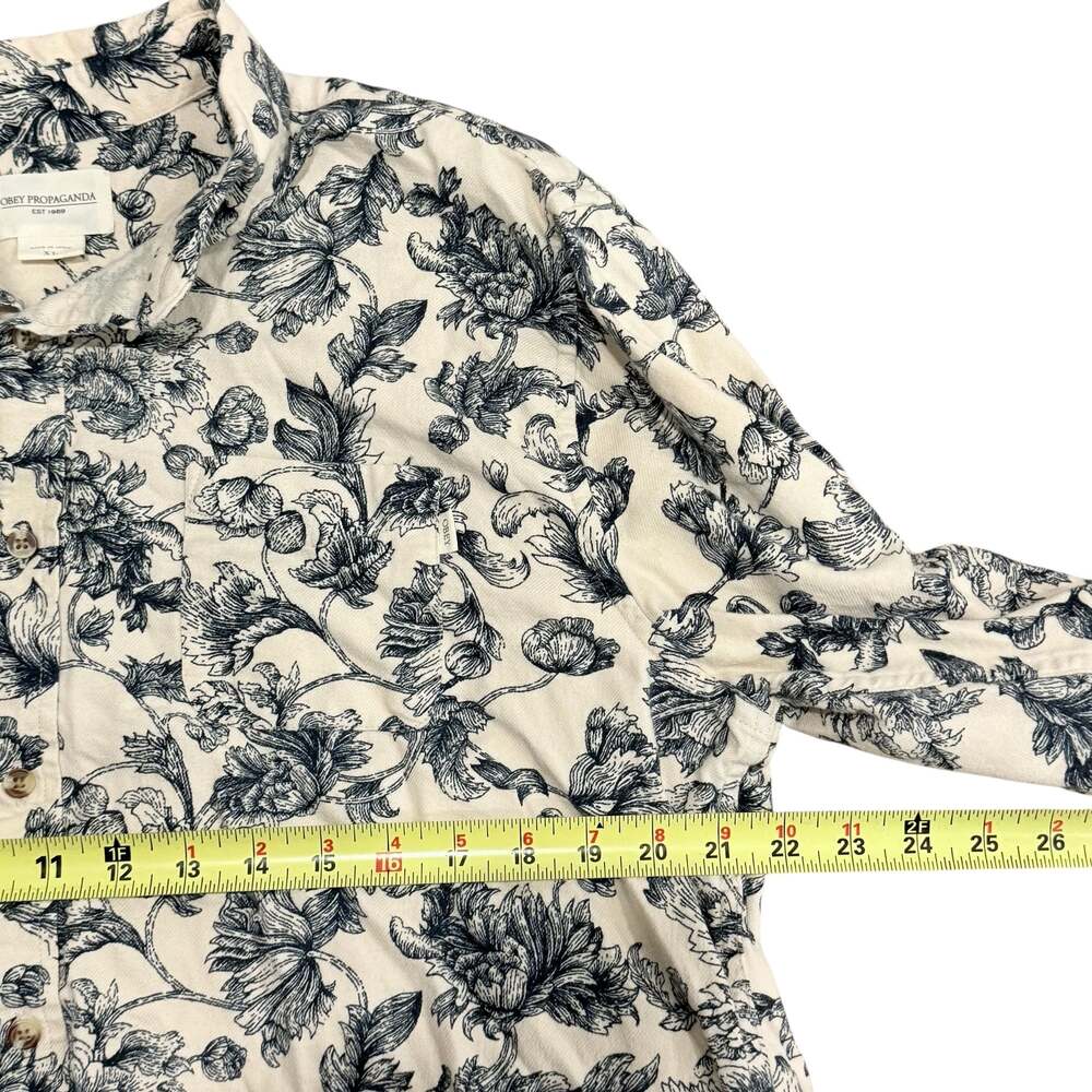 Obey Propaganda XL Floral Toile Button Down Flannel Shirt - Picture 6 of 7